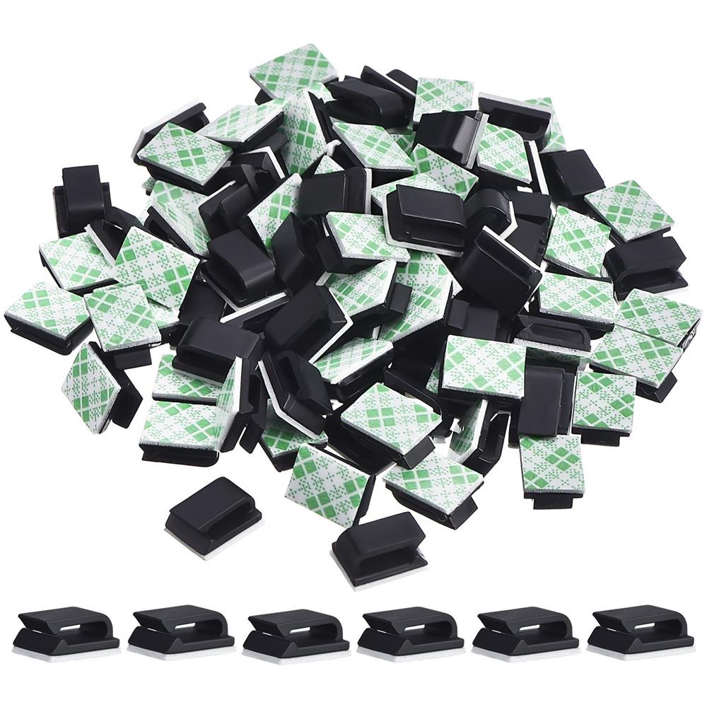100 Cable Adesivo Pezzi Clip Clip Conduttori Del Cavo Di Legare Del Supporto Del Cavo (13 X 10 Mm Nero)  - Foto 1