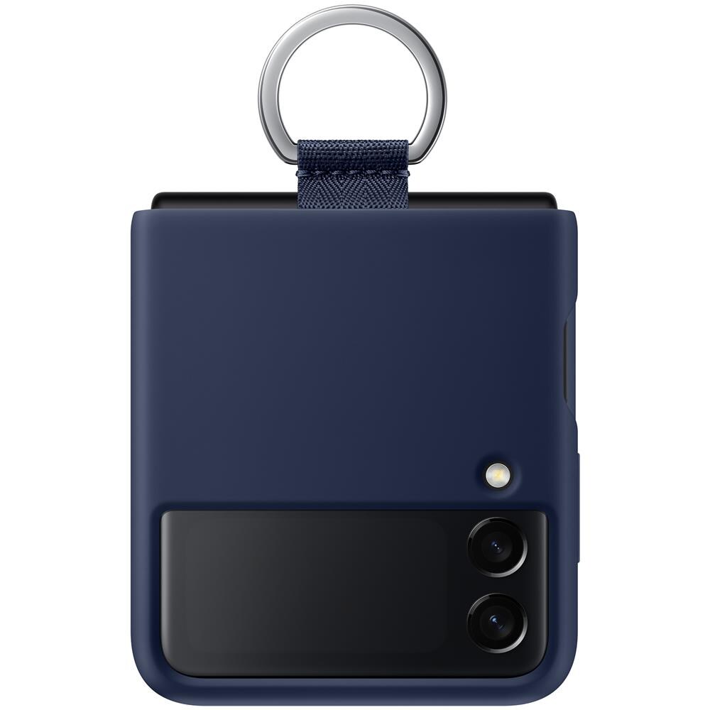 Custodia Silicone Cover Con Anello Samsung Ef-pf711tnegww Per Galaxy Z Flip 3 2021 Sm-f711 Blu Navy - Foto 2