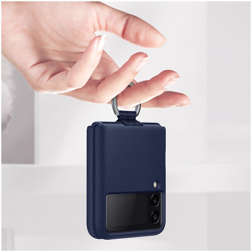 Custodia Silicone Cover Con Anello Samsung Ef-pf711tnegww Per Galaxy Z Flip 3 2021 Sm-f711 Blu Navy - Foto 8