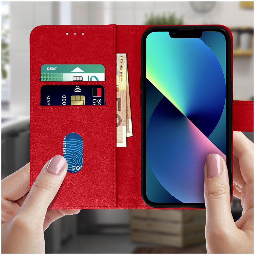 Custodia Per Iphone 13 Con Portacarte E Funzione Supporto Rossa - Foto 5