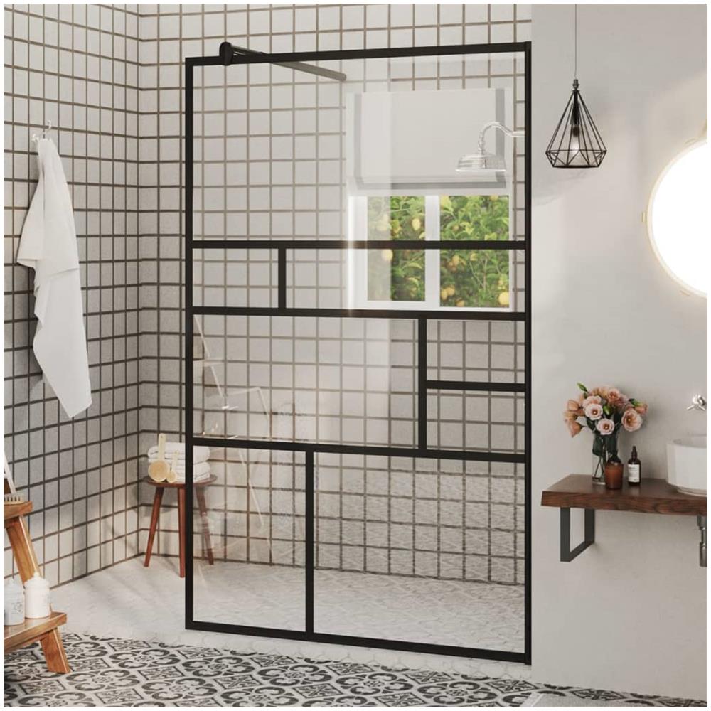 Parete Doccia Walk-in In Vetro Trasparente Esg Nera 100x195 Cm - Foto 3