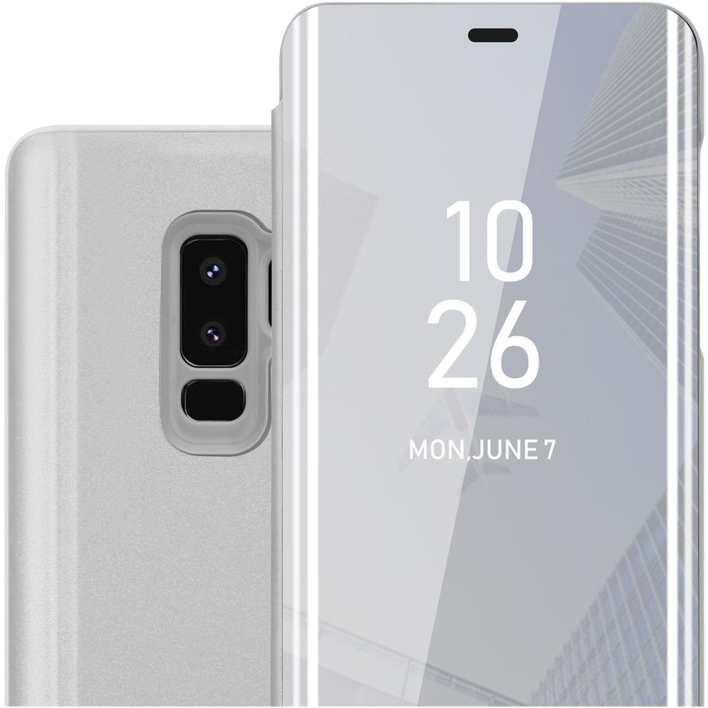 Custodia Compatibile Con Samsung Galaxy S9 Plus In Agata Argento - Clear View Specchio Coperchio Protettivo Con Funzione Di Supporto Protezione A 360 Gradi - Foto 1