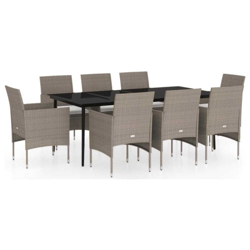 Set Da Pranzo Da Giardino Con Cuscini 9 Pz Marrone E Nero - Foto 2