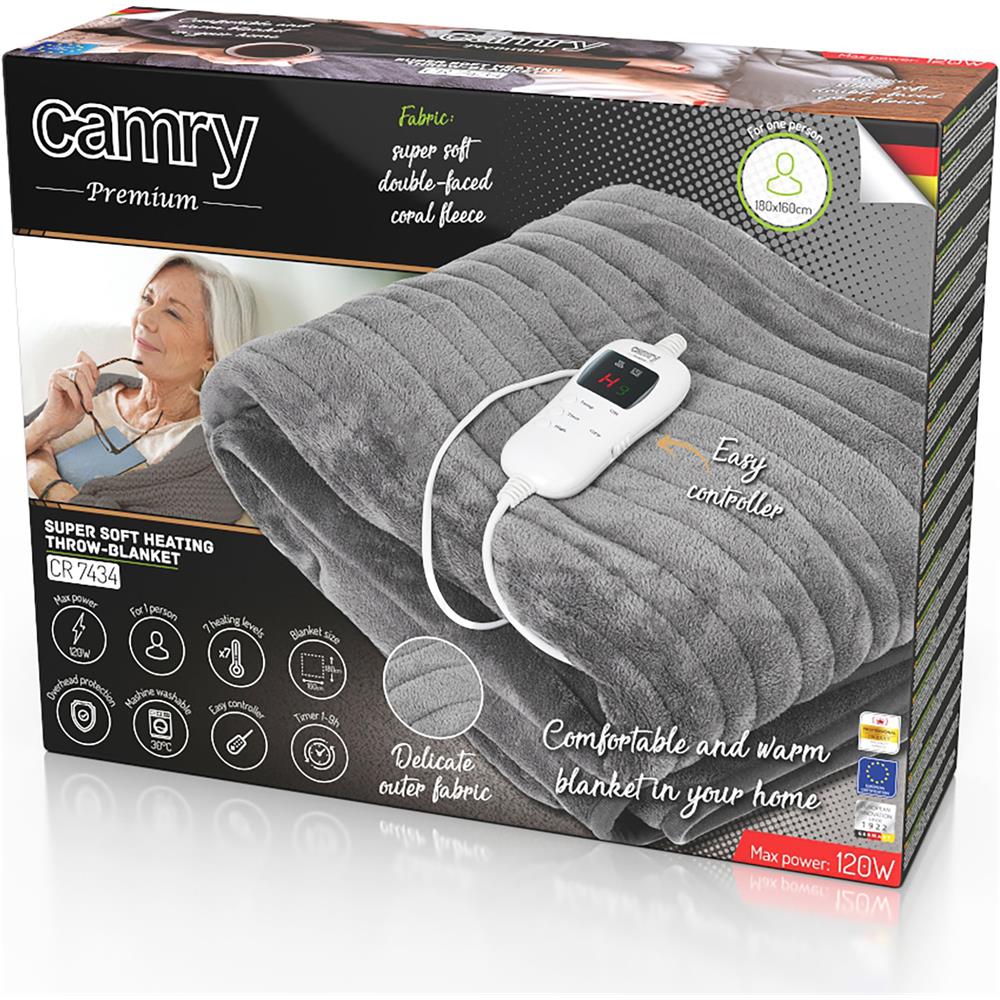 Coperta Elettrica Termica 160 X 180cm 120w Colore Grigio - Foto 5