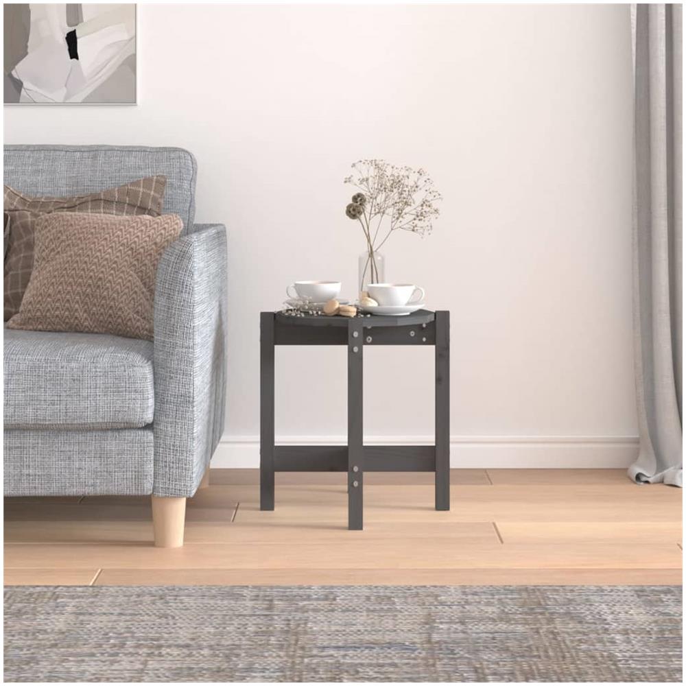 Tavolino da Salotto Grigio ? 42,5x45 cm Legno Massello di Pino - Foto 3