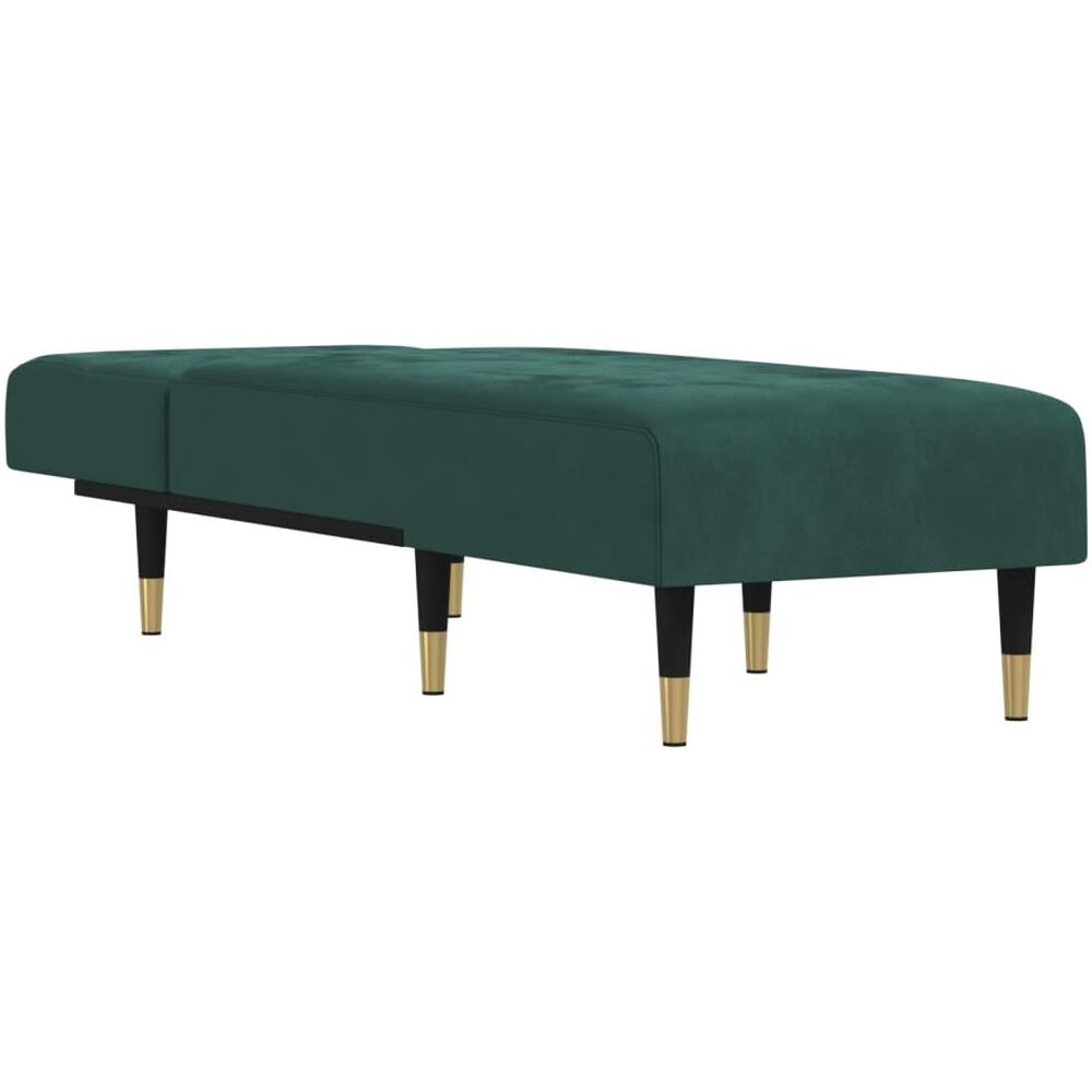 Chaise Longue In Velluto Verde Scuro - Foto 3
