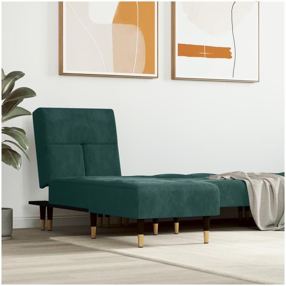 Chaise Longue In Velluto Verde Scuro - Foto 1