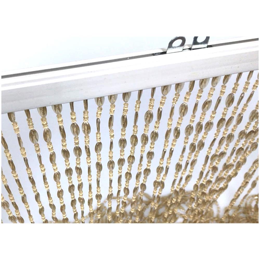 Tenda Antimosca Antirumore Catenella Perline A Caduta Pannello Porta Finestra Casa Beige 100x200 Beige - Foto 5