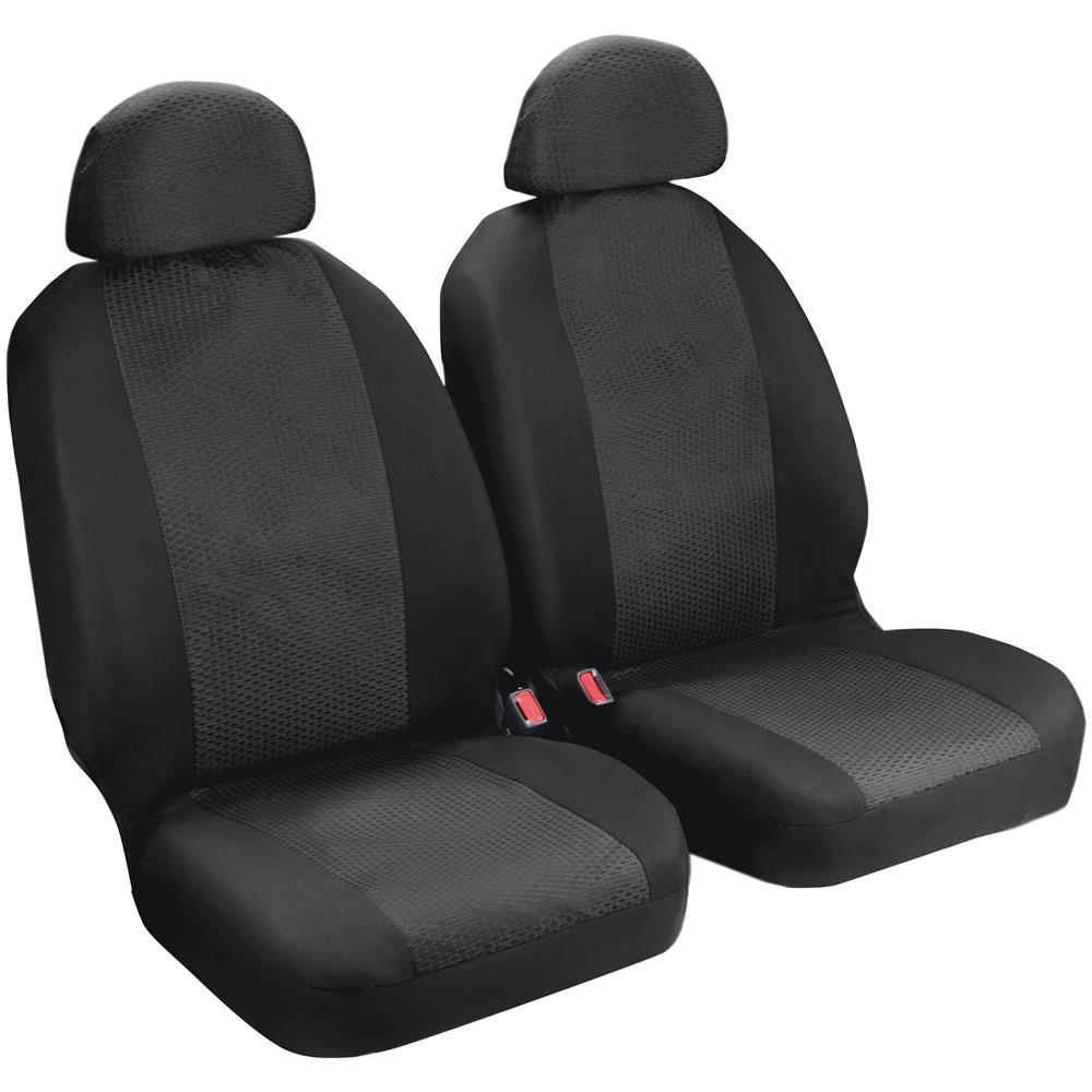 Duka Xl-fit, Coppia Coprisedili Anteriori In Tessuto Jacquard E Poliestere Elasticizzati - Nero - Foto 1