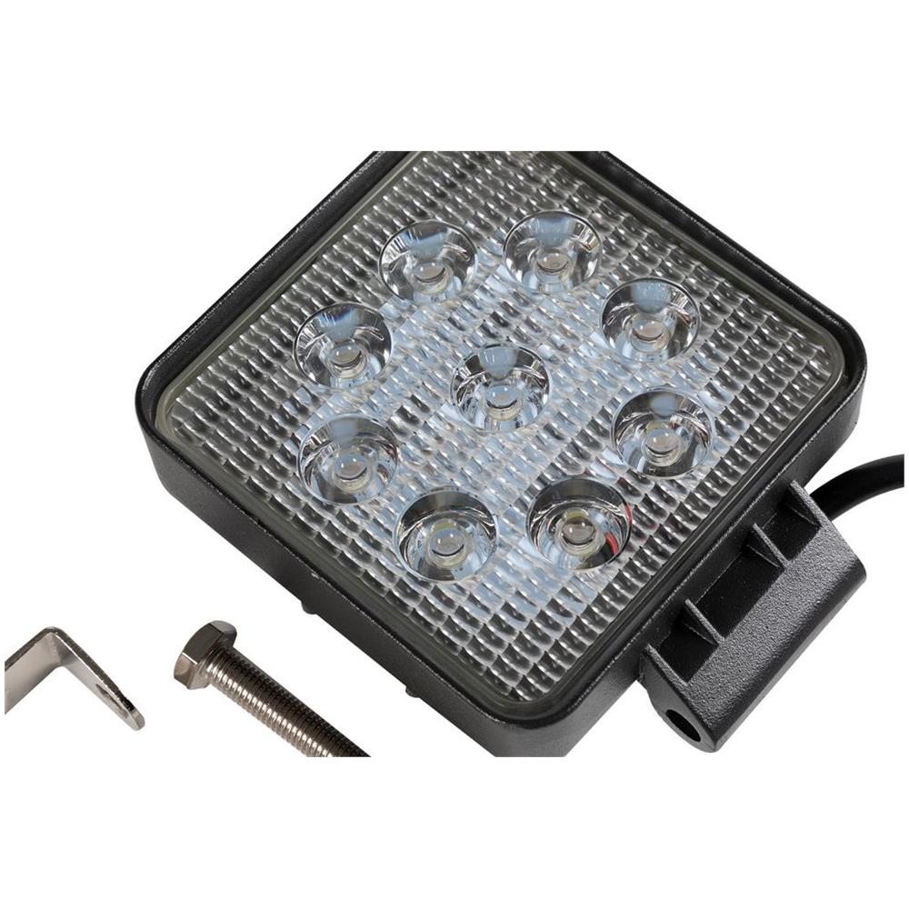 Faro Ausiliario 9 Led Quadrato Auto Nero, Indicatore Fuori Strada, 27w / 180lm, 9-32v - Foto 2