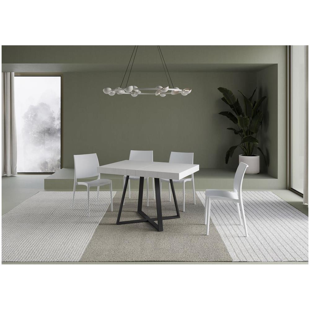 Tavolo allungabile 80x120/204 cm Abbraccio bianco frassino gambe antracite - Foto 2