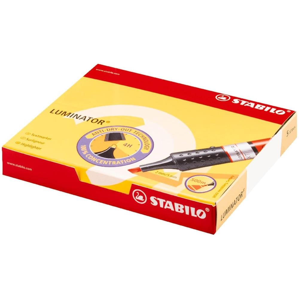 LUMINATOR - Evidenziatore - lunga durata e doppio tratto (2 + 5 mm) - Confezione da 5 - Arancio - Foto 9