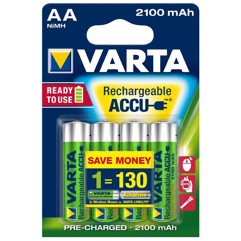 Blister da 4 Batterie Ricaricabili AA Ready2Use NiMH 2100 mAh Mignon - Foto 1