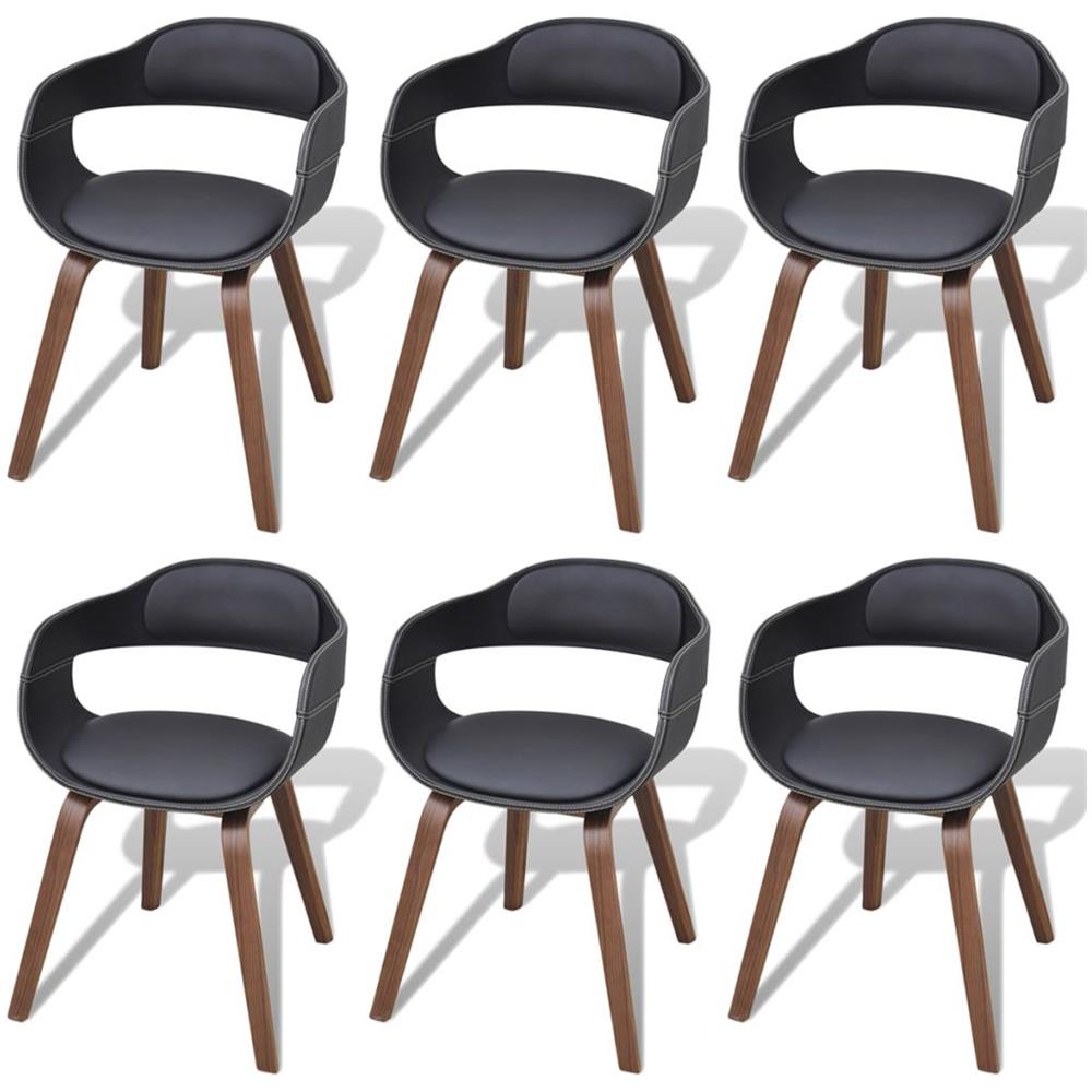 6 Pz Sedie Sala Da Pranzo In Pelle Artificiale E Legno Curvato - Foto 1
