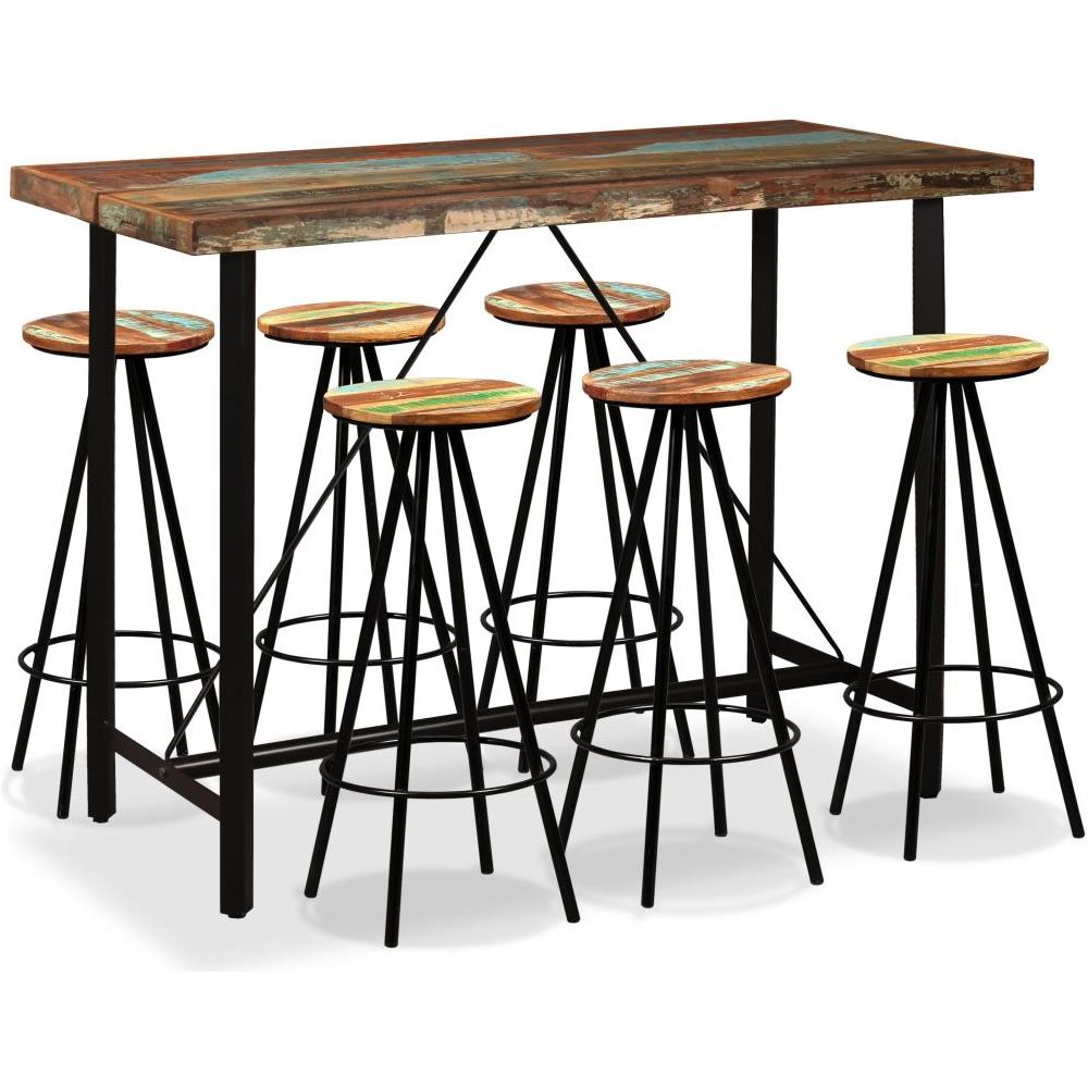 Set Da Bar 7 Pz In Legno Massello Di Recupero - Foto 1