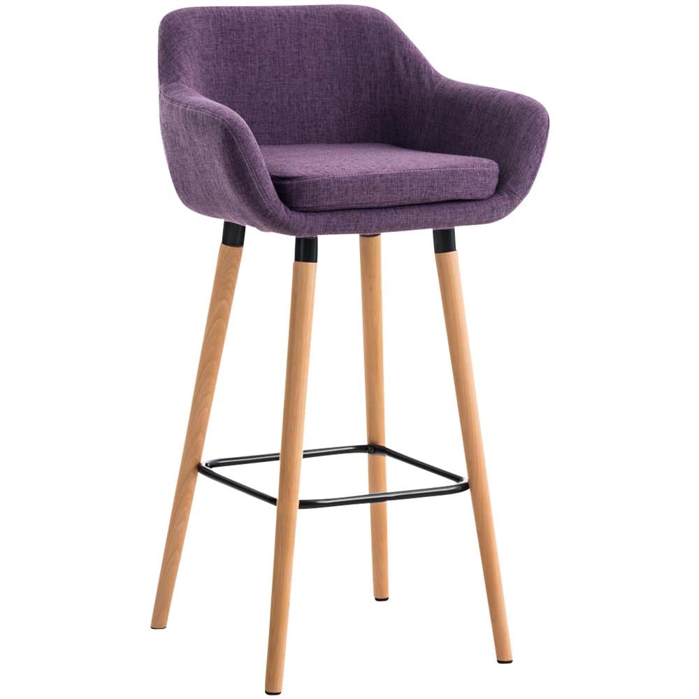 Sgabello Bar Grant Tessuto Sfoderabile I Sedia Alta Cucina Telaio in Legno di Faggio I Sgabello Bancone con Schienale E Poggiapiedi Viola - Foto 1