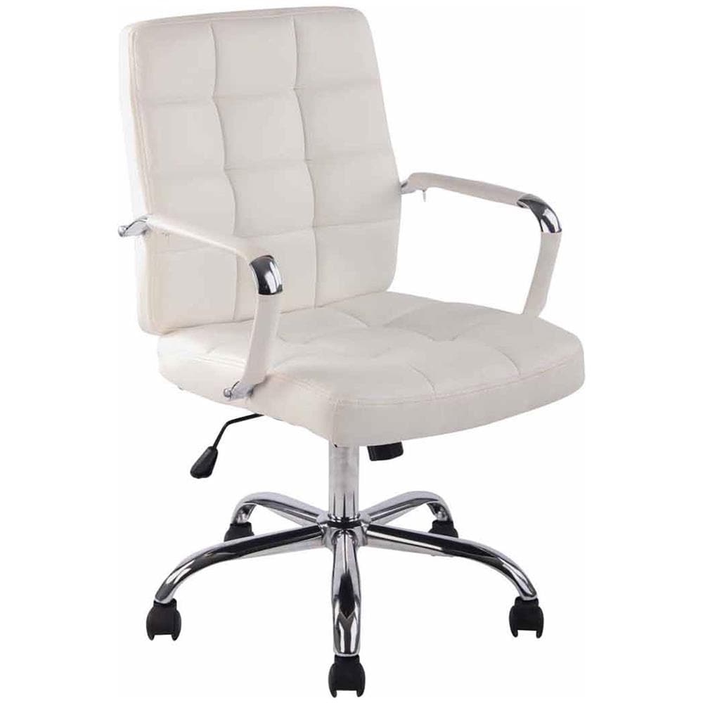 Sedia Ufficio Deli PRO in Similpelle I Sedia Girevole Imbottita E Trapunta I Sedia Scrivania Elegante I Sedia con Braccioli Telaio in Metallo Crema - Foto 1