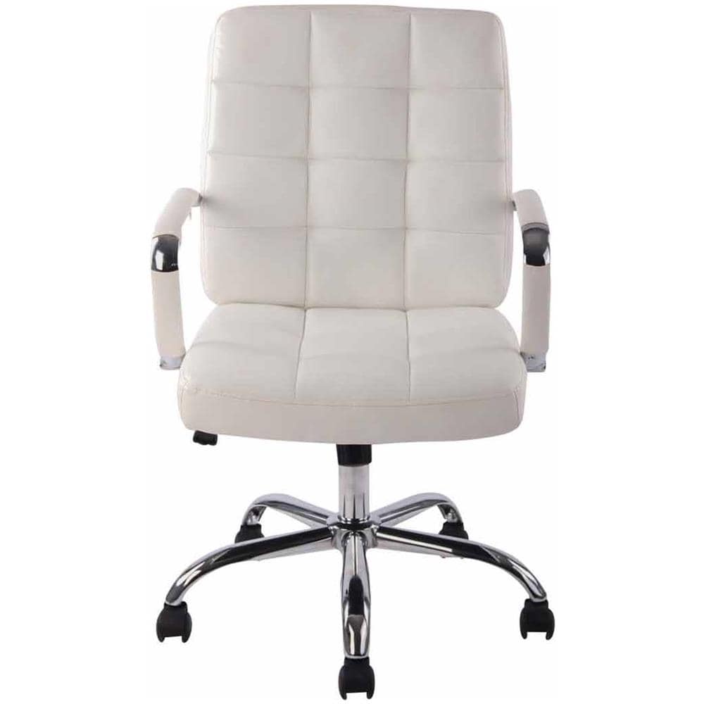 Sedia Ufficio Deli PRO in Similpelle I Sedia Girevole Imbottita E Trapunta I Sedia Scrivania Elegante I Sedia con Braccioli Telaio in Metallo Crema - Foto 2
