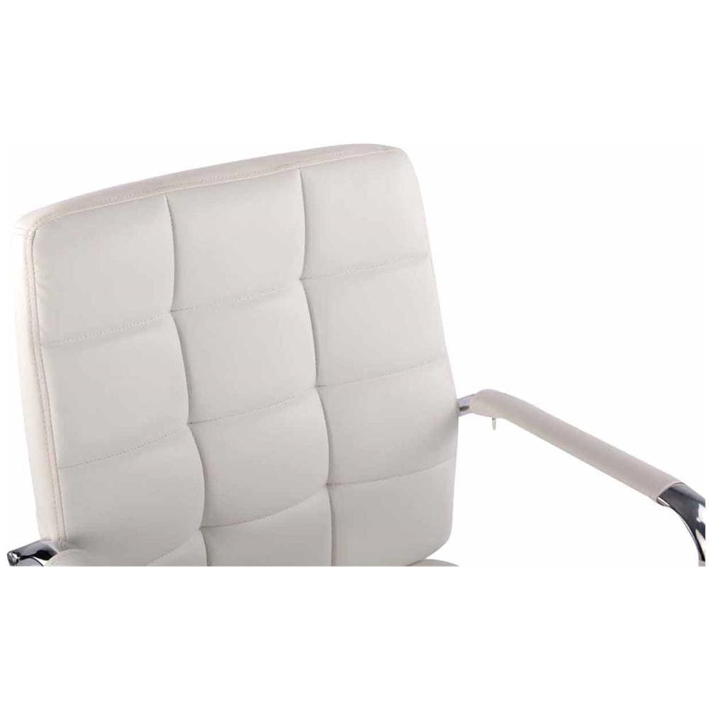 Sedia Ufficio Deli PRO in Similpelle I Sedia Girevole Imbottita E Trapunta I Sedia Scrivania Elegante I Sedia con Braccioli Telaio in Metallo Crema - Foto 5