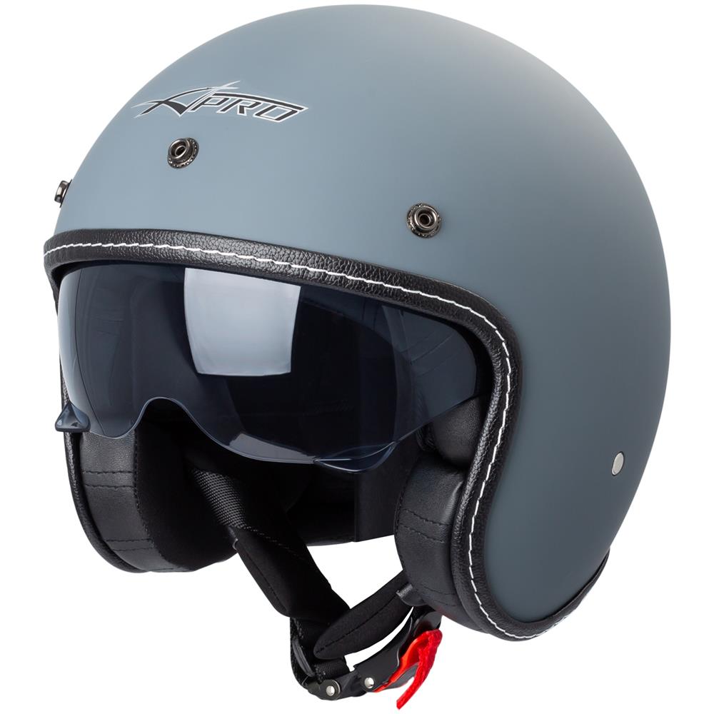 Casco Moto Jet Cafe Racer Omologato Ece 22-05 Parasole Scooter Grigio Opaco Xs - Foto 1