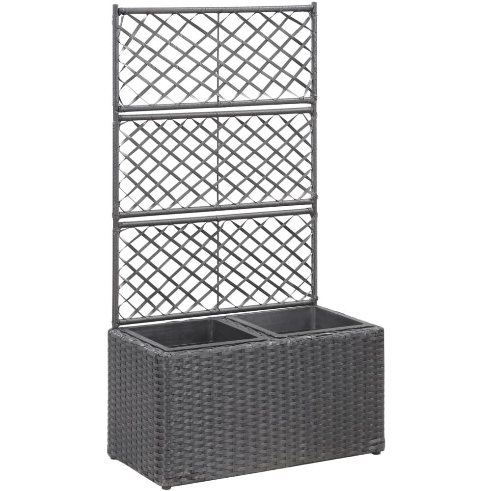 Letto Rialzato A Traliccio 2 Vasi 58x30x107 Cm Polyrattan Nero - Foto 1