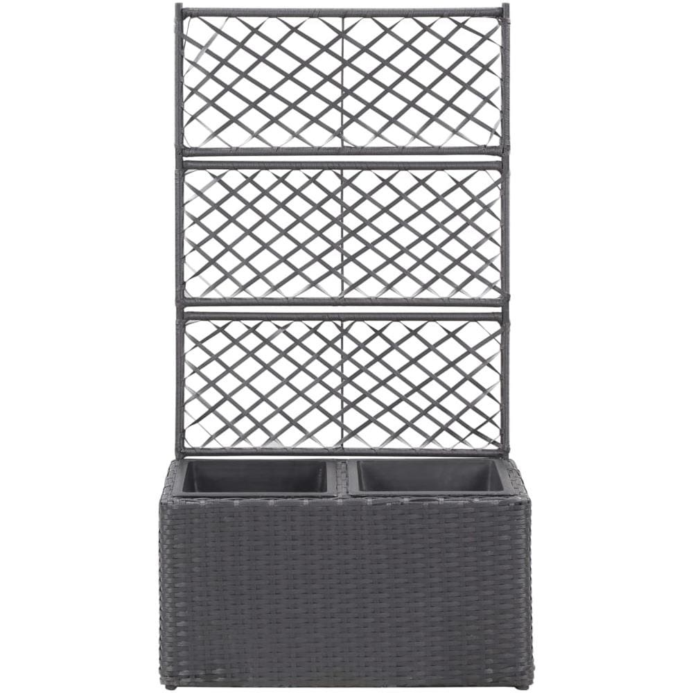 Letto Rialzato A Traliccio 2 Vasi 58x30x107 Cm Polyrattan Nero - Foto 2