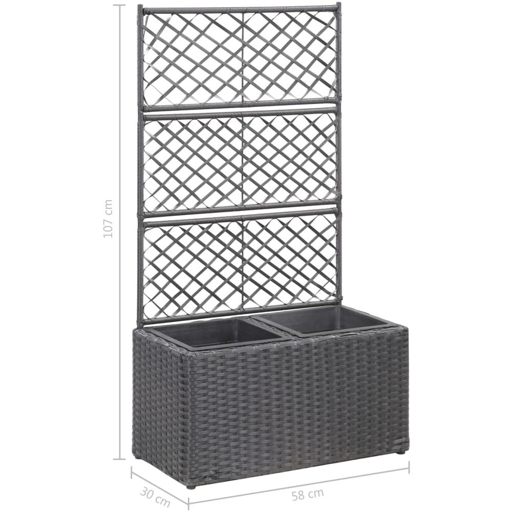Letto Rialzato A Traliccio 2 Vasi 58x30x107 Cm Polyrattan Nero - Foto 7