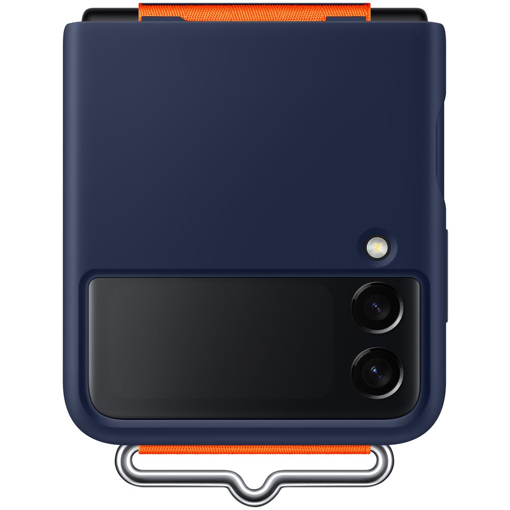 Custodia Silicone Cover Con Cinturino Ef-gf711tnegww Per Galaxy Z Flip 3 2021 Sm-f711 Blu - Foto 1