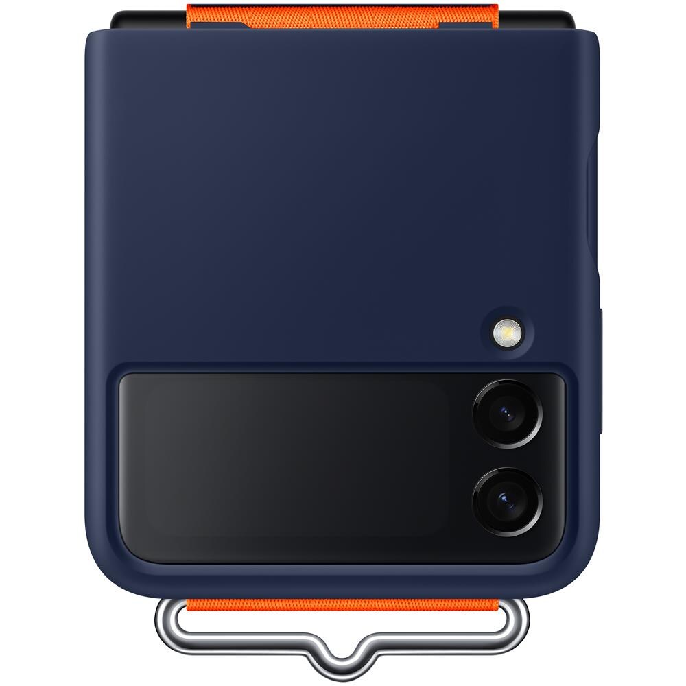 Custodia Silicone Cover Con Cinturino Ef-gf711tnegww Per Galaxy Z Flip 3 2021 Sm-f711 Blu - Foto 2