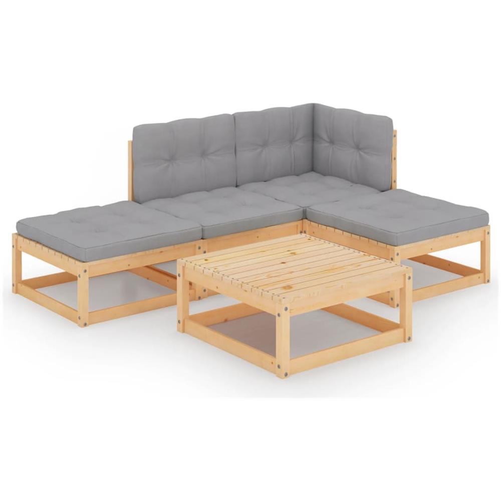 Set Divani da Giardino 5 pz con Cuscini Legno Massello di Pino - Foto 1