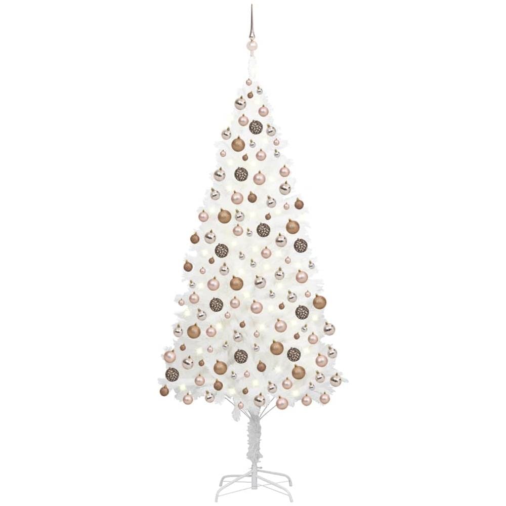 Set Albero Natale Artificiale con LED e Palline Bianco 210 cm - Foto 1