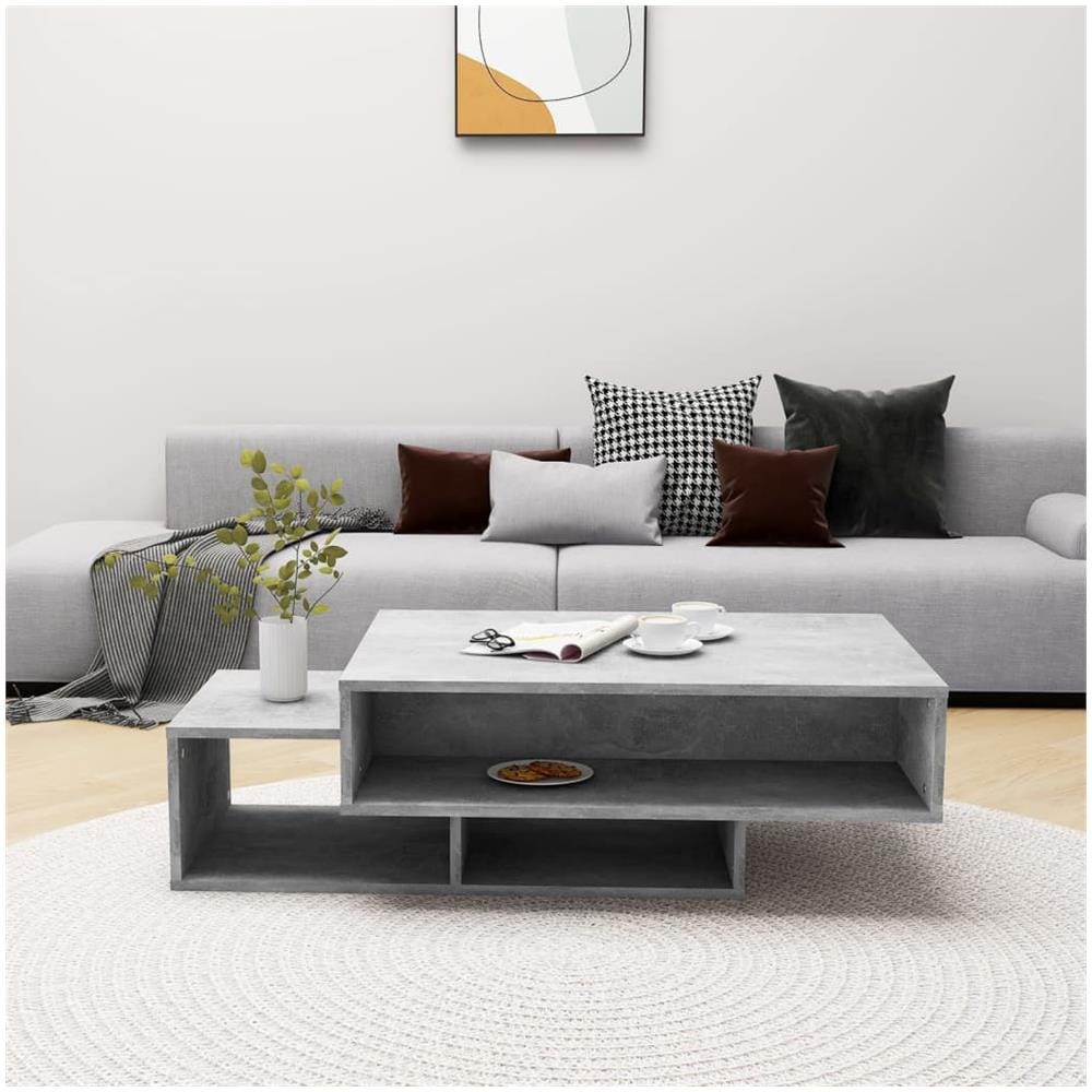 Tavolino da Salotto Grigio Cemento 105x55x32 cm in Truciolato - Foto 3