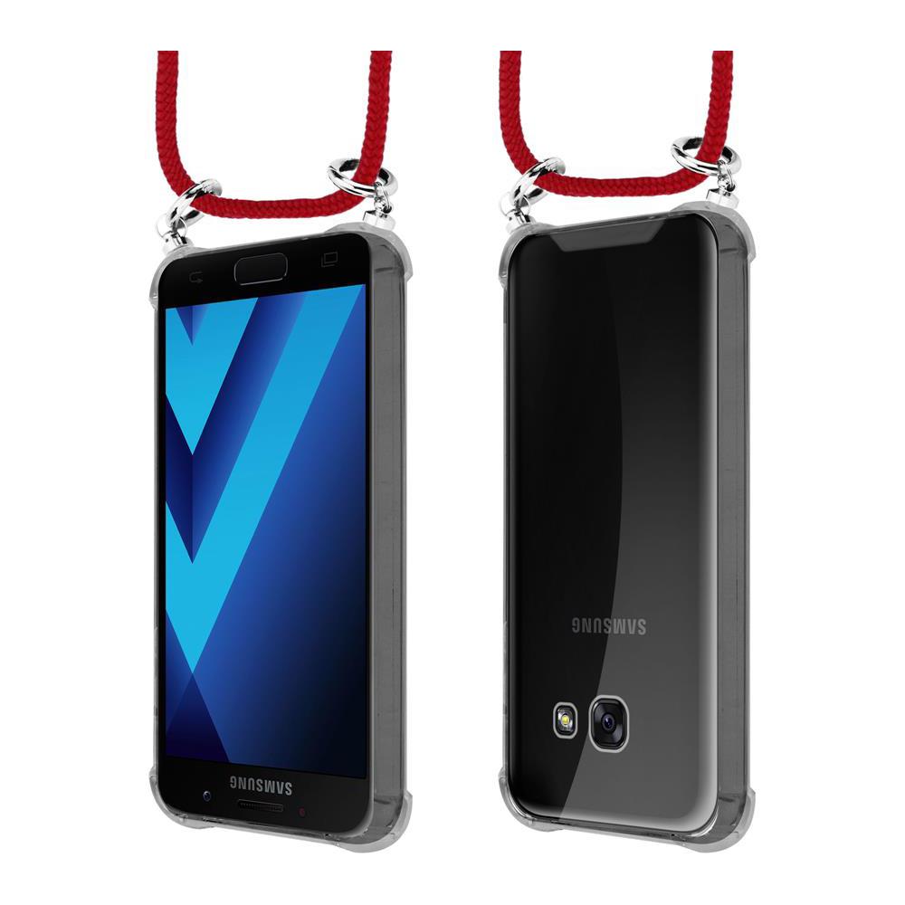 Catena Di Telefoni Cellulari Compatibile Con Samsung Galaxy A5 2017 In Rosso Rubino - Coperchio Protettivo In Silicone Con Anelli D'argento, Cinturino In Corda E Custodia Staccabile - Foto 8