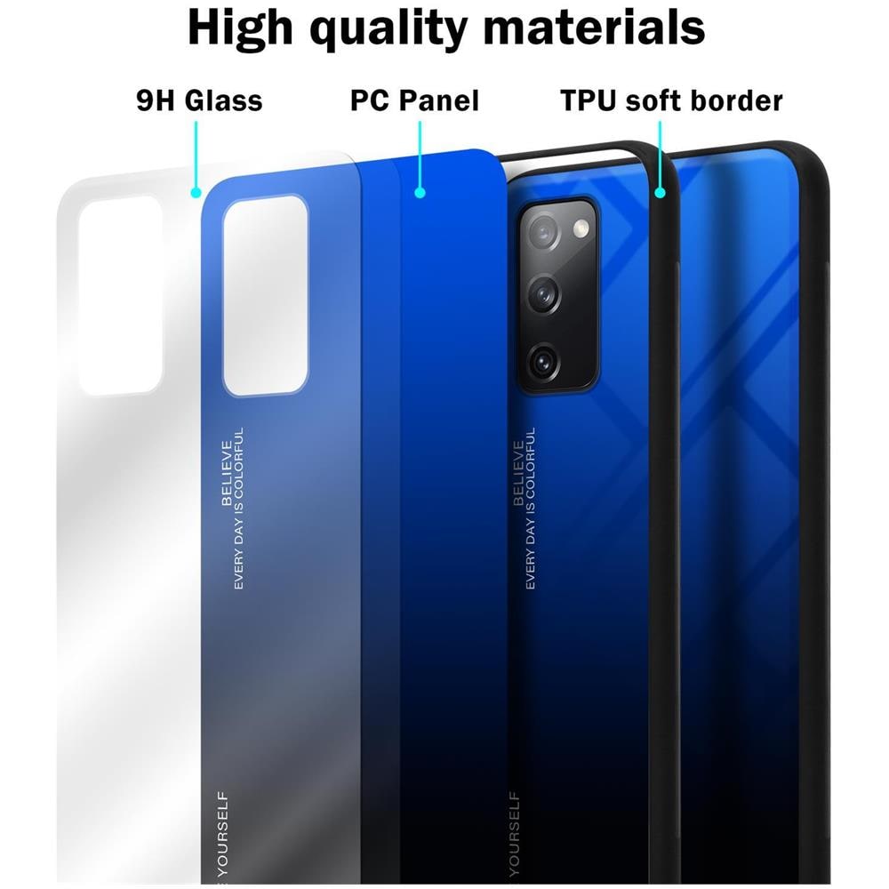Custodia Compatibile Con Samsung Galaxy S20 Fe In Blu - Nero - Coperchio Protettivo Bicolore In Vetro Temperato E Silicone Tpu - Foto 7