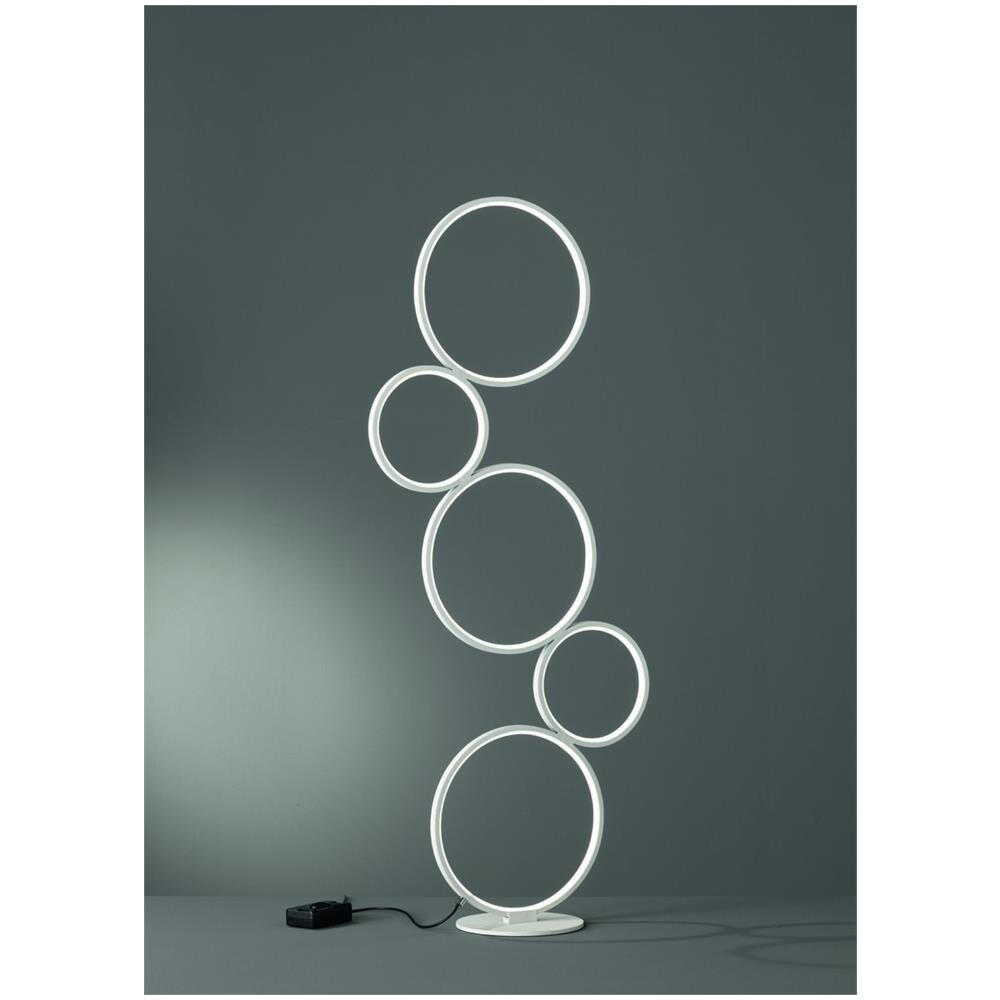 Rondo Piantana Led 5 Cerchi Metallo Bianco Opaco Con Varialuce H. 115cm - Foto 1