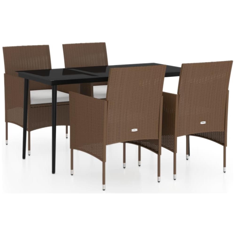 Set Da Pranzo Da Giardino Marrone E Nero 5 Pz Con Cuscini - Foto 1