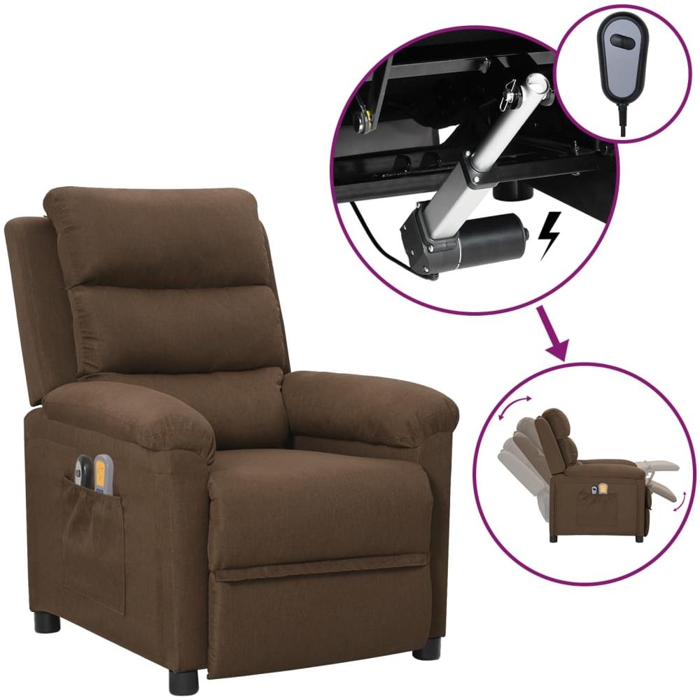 Poltrona Massaggiante Elettrica Marrone in Tessuto - Foto 1