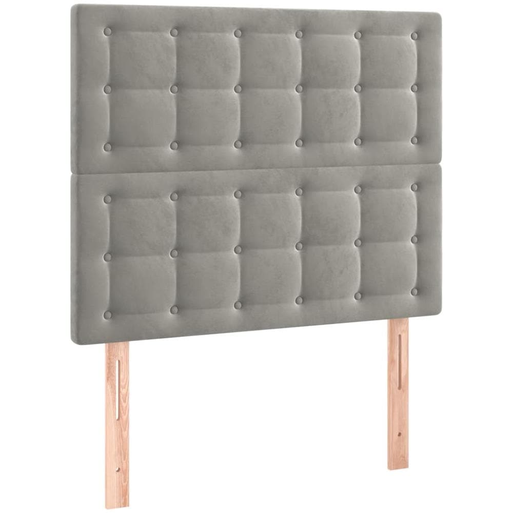 Testiere 2 Pz Grigio Chiaro 100x5x78/88 Cm In Velluto - Foto 2