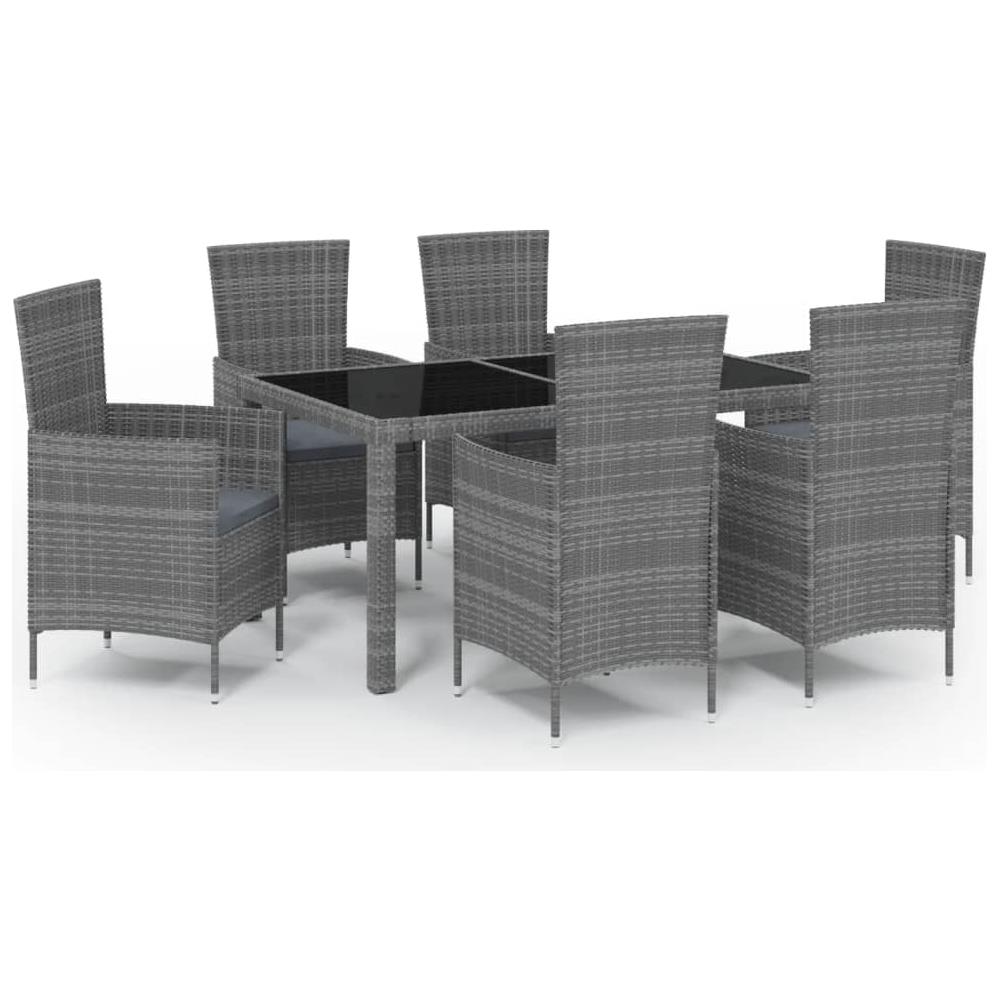 Set Da Pranzo Da Giardino 7 Pz Con Cuscini In Polyrattan Grigio - Foto 2