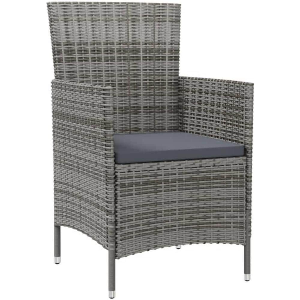 Set Da Pranzo Da Giardino 7 Pz Con Cuscini In Polyrattan Grigio - Foto 3