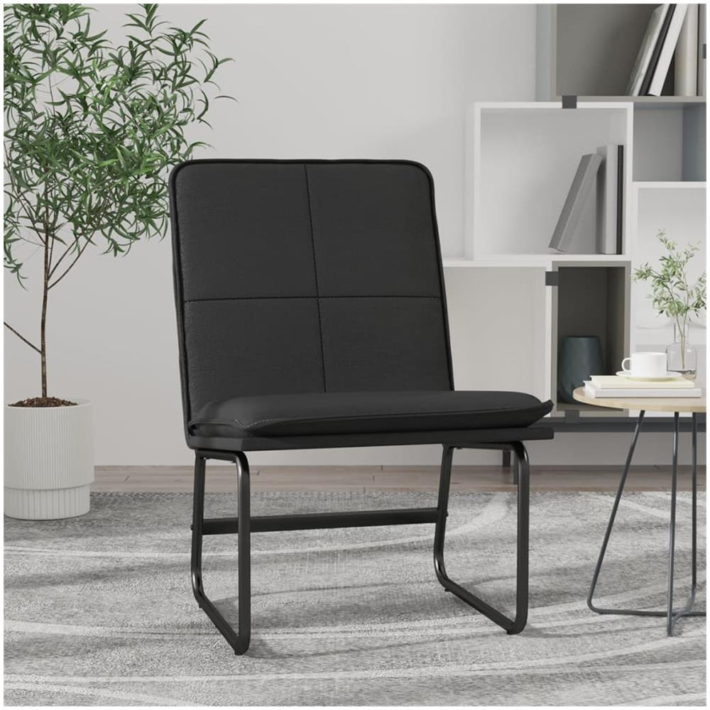 Sedia Lounge Nera 54x75x76 Cm In Similpelle - Foto 1
