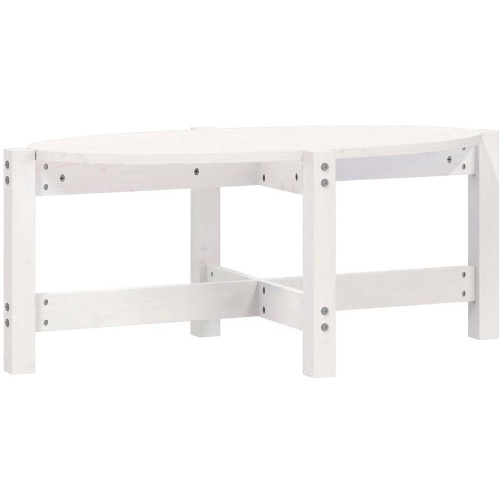 Tavolino da Salotto Bianco 87x48x35cm in Legno Massello di Pino - Foto 2