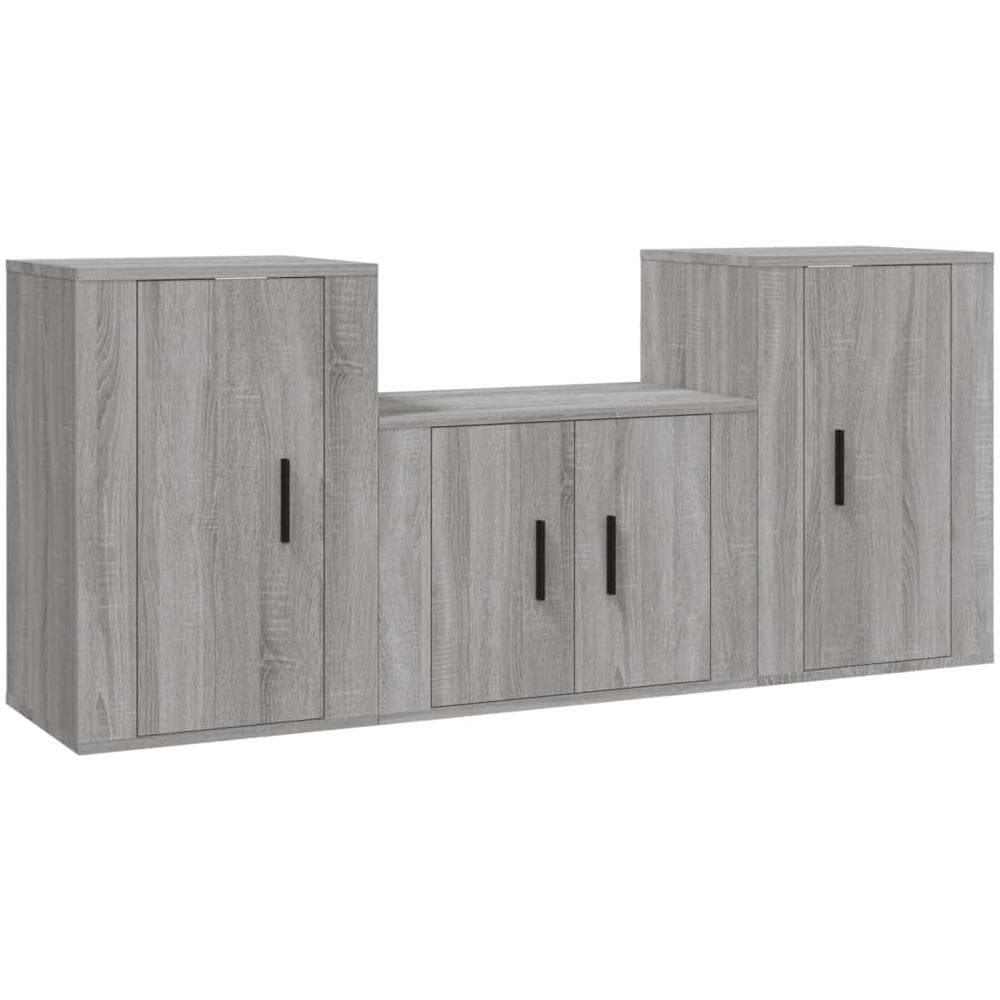 Set Mobili Porta Tv 3 Pz Grigio Sonoma In Legno Multistrato - Foto 2
