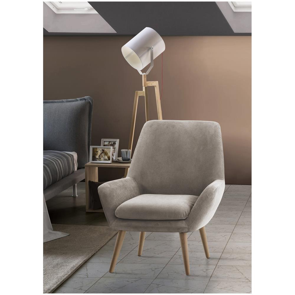 Poltrona Annarita, Poltrona Di Design Da Salotto, 100% Made In Italy, Poltroncina Relax In Tessuto Imbottito, Cm 80x70h95, Tortora - Foto 1