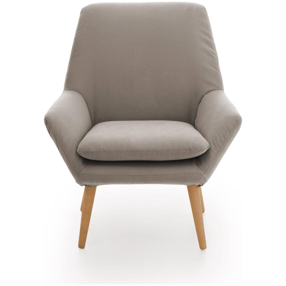 Poltrona Annarita, Poltrona Di Design Da Salotto, 100% Made In Italy, Poltroncina Relax In Tessuto Imbottito, Cm 80x70h95, Tortora - Foto 4