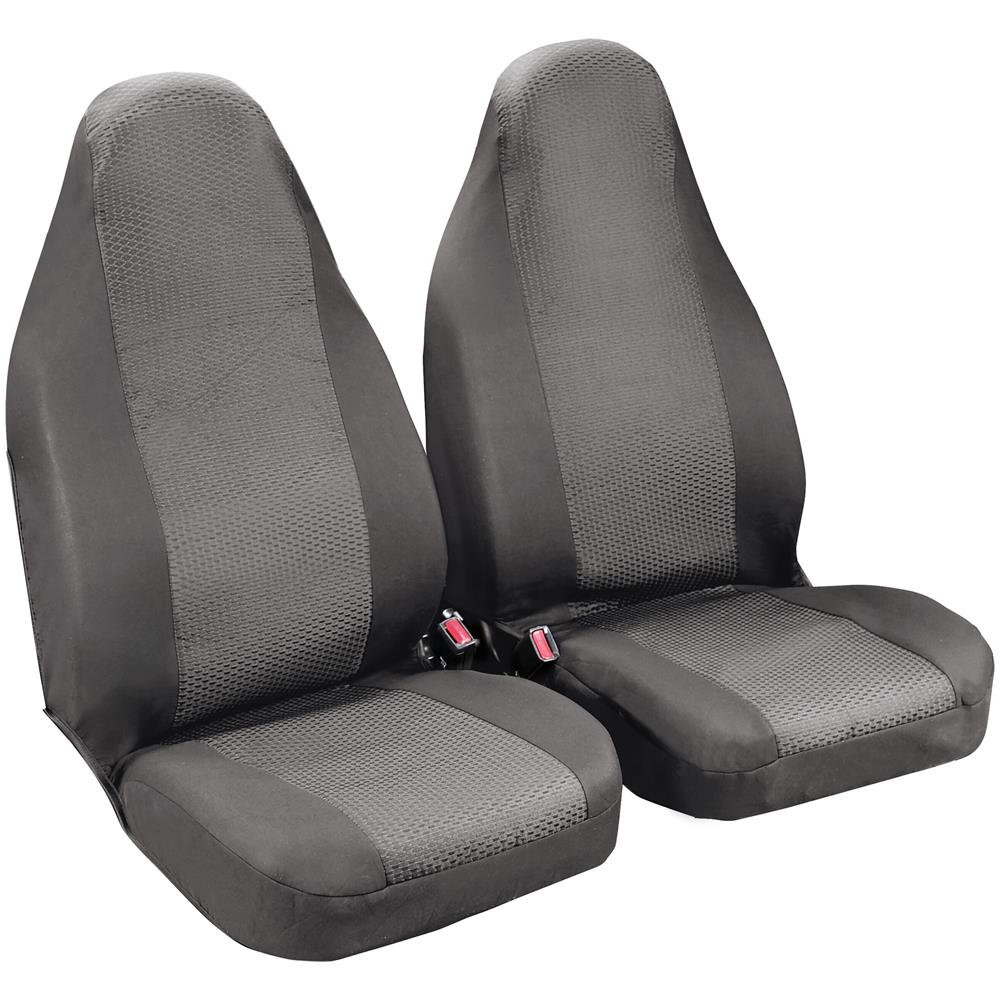 Duka High-back, Coppia Coprisedili Anteriori In Tessuto Jacquard E Poliestere Elasticizzati - Grigio - Foto 1