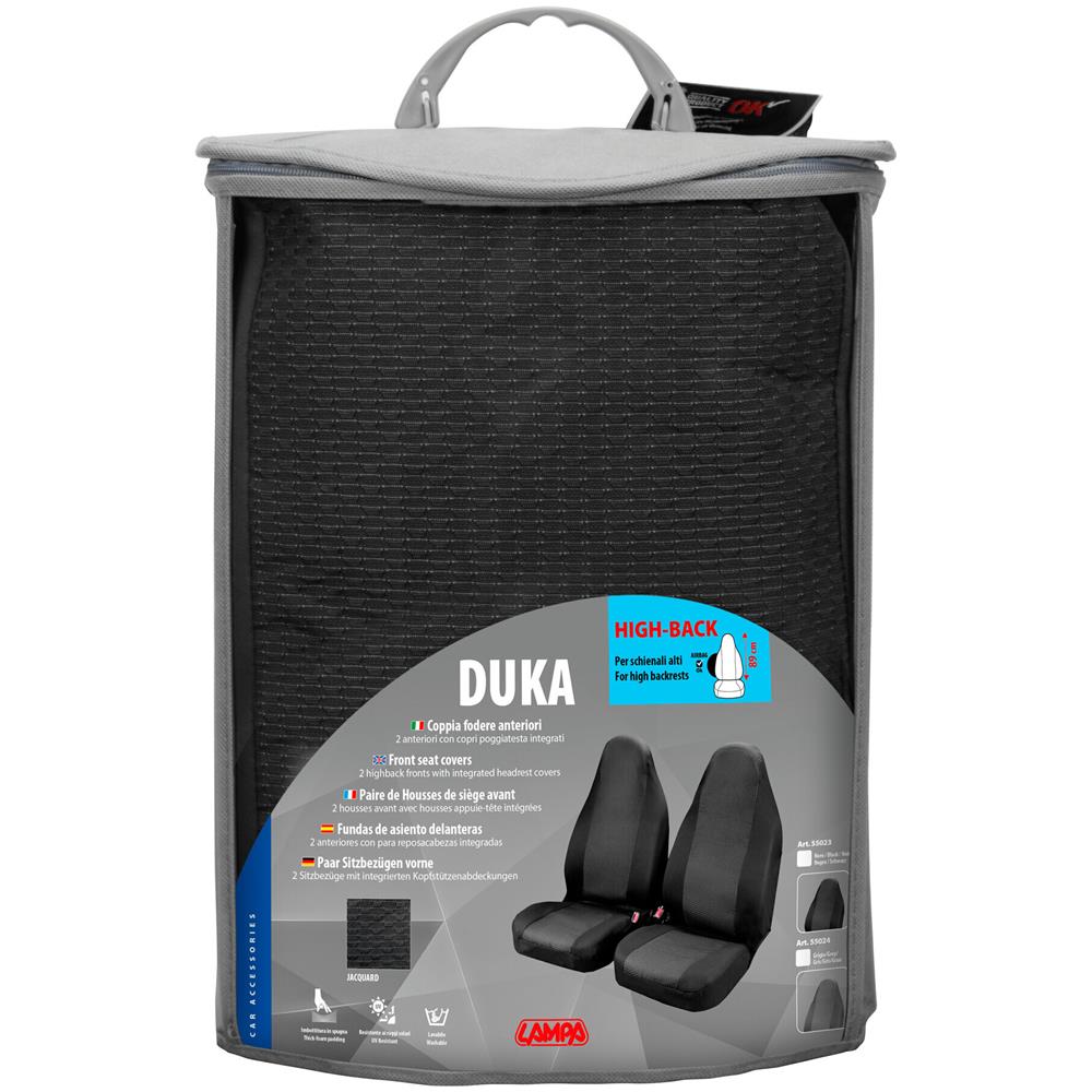 Duka High-back, Coppia Coprisedili Anteriori In Tessuto Jacquard E Poliestere Elasticizzati - Grigio - Foto 3