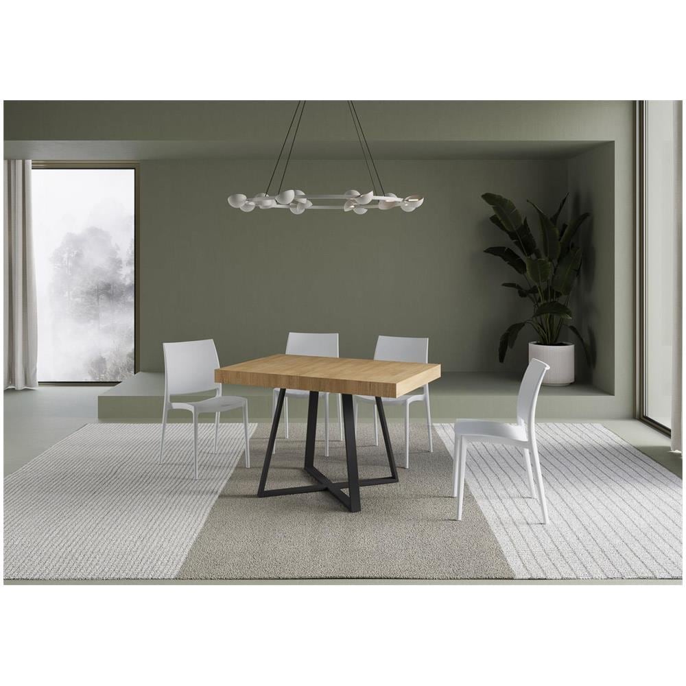 Tavolo allungabile 80x120/204 cm Abbraccio quercia natura gambe antracite - Foto 2