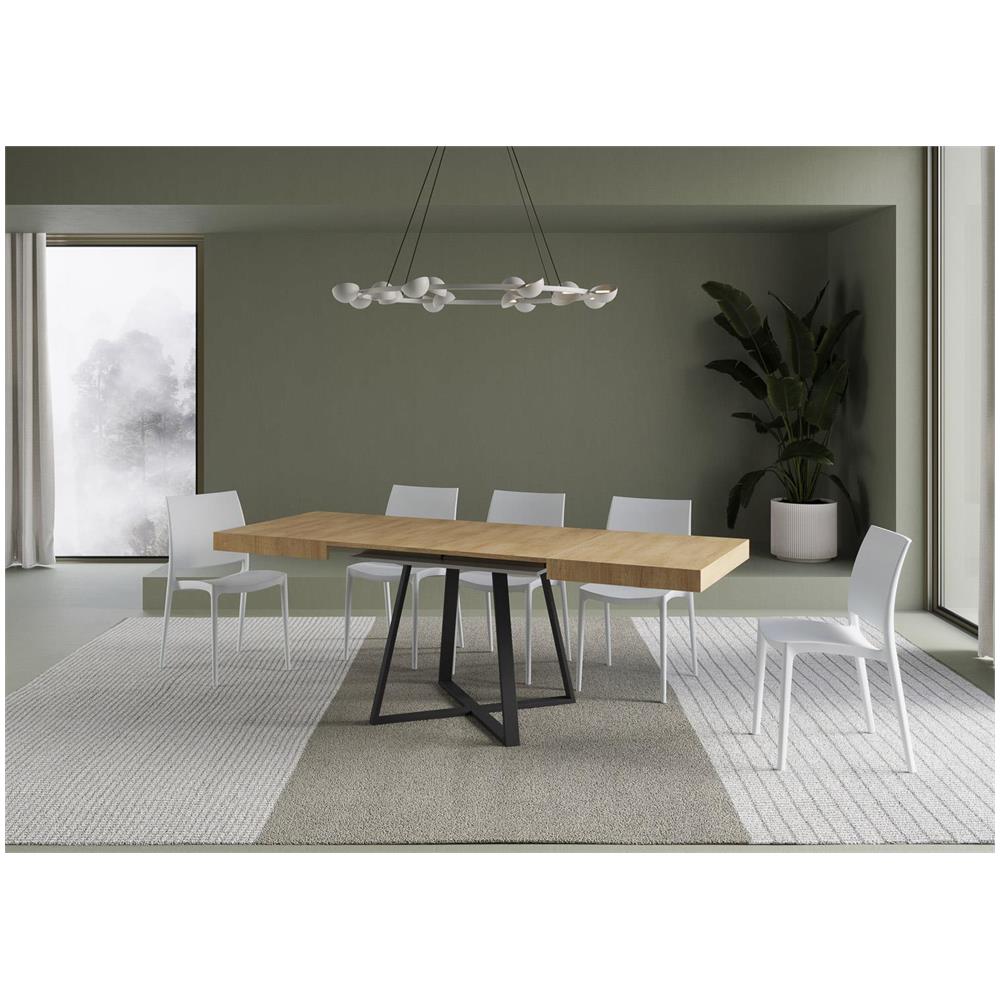 Tavolo allungabile 80x120/204 cm Abbraccio quercia natura gambe antracite - Foto 3