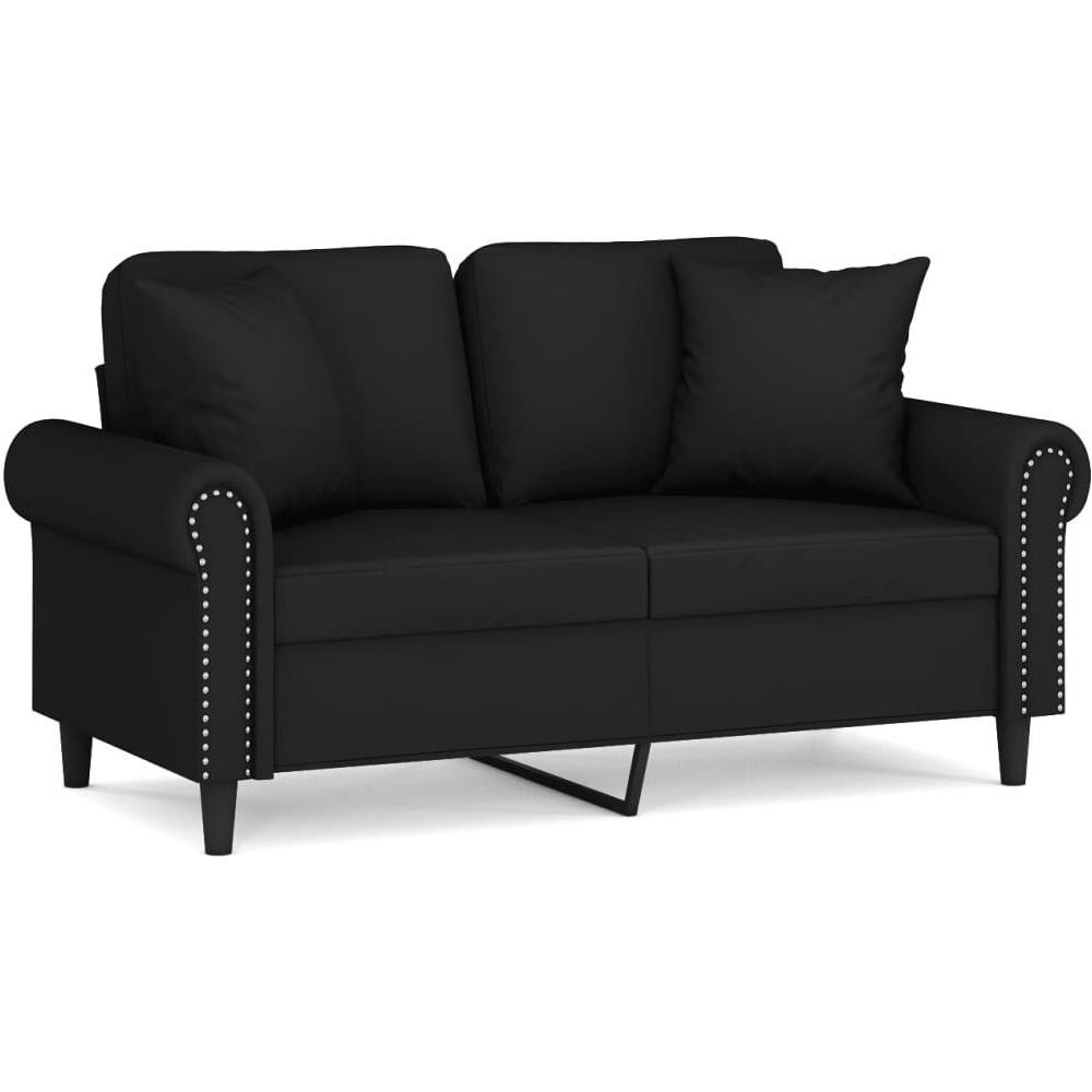 Divano a 2 Posti con Cuscini Nero 120 cm in Velluto - Foto 1